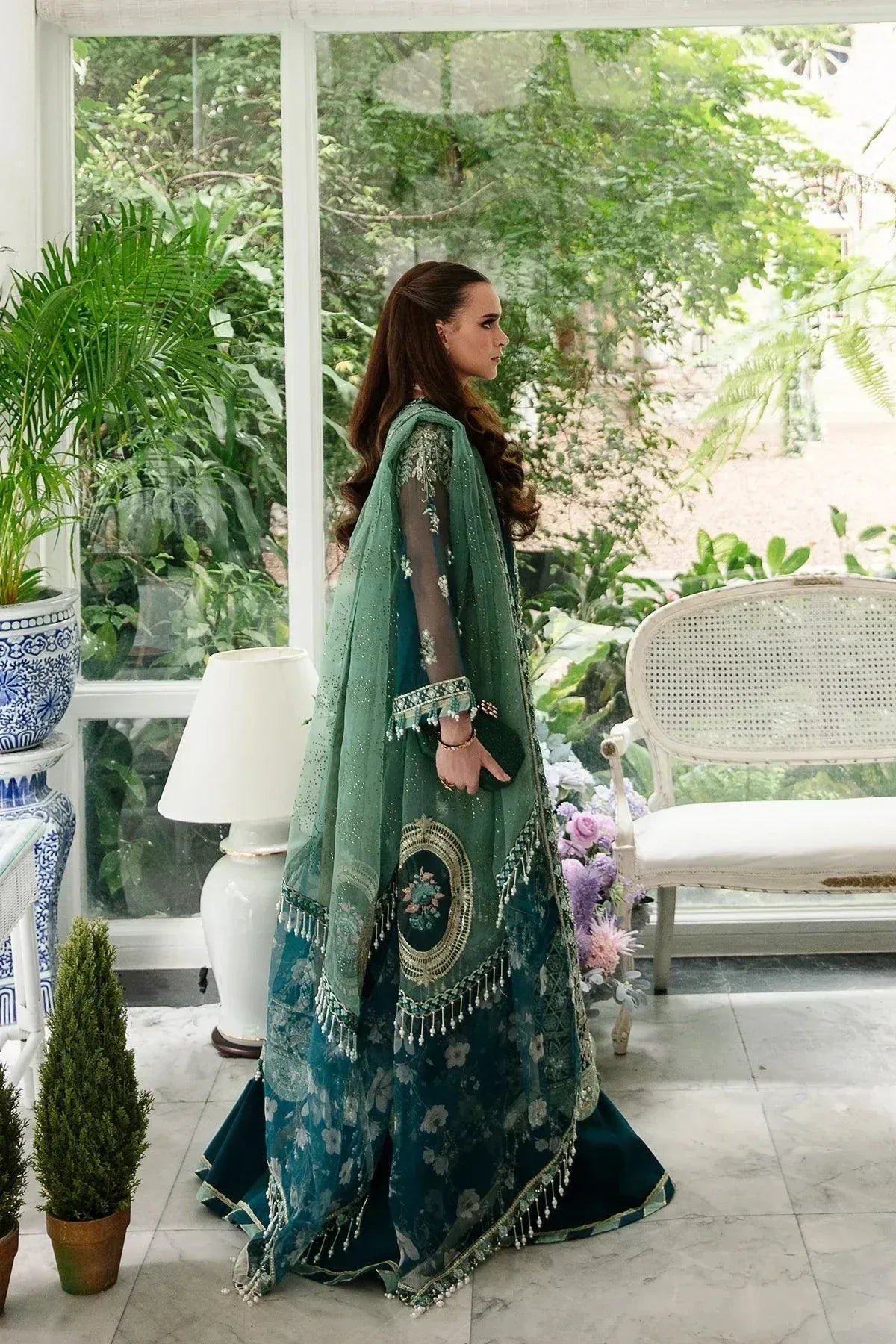 AJR Couture | Alif Luxury Wedding Formals 23 | Teal - Aqsa Fabrics