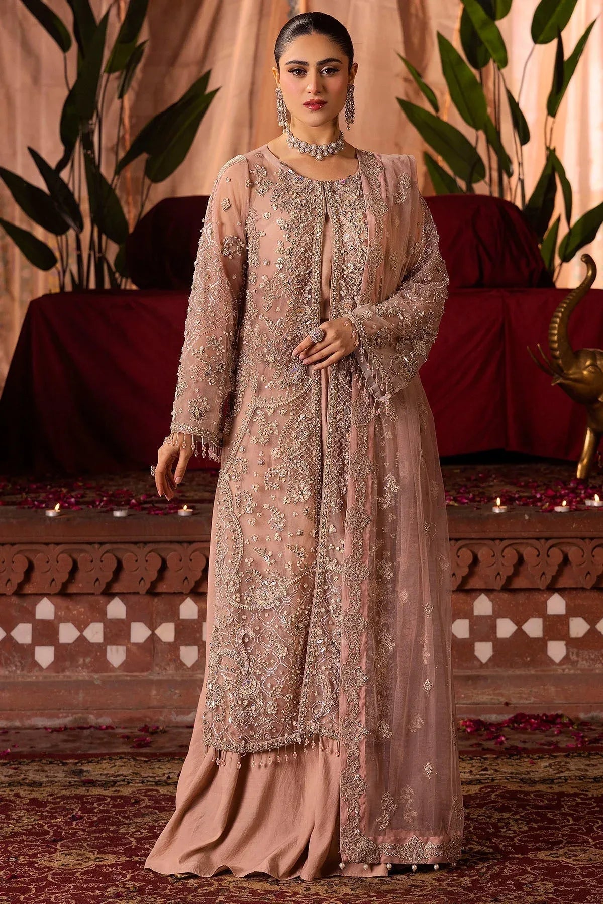 Motifz | Bridal Couture | 0011-REEM EMBROIDERED SILK NET STITCHED - Aqsa Fabrics
