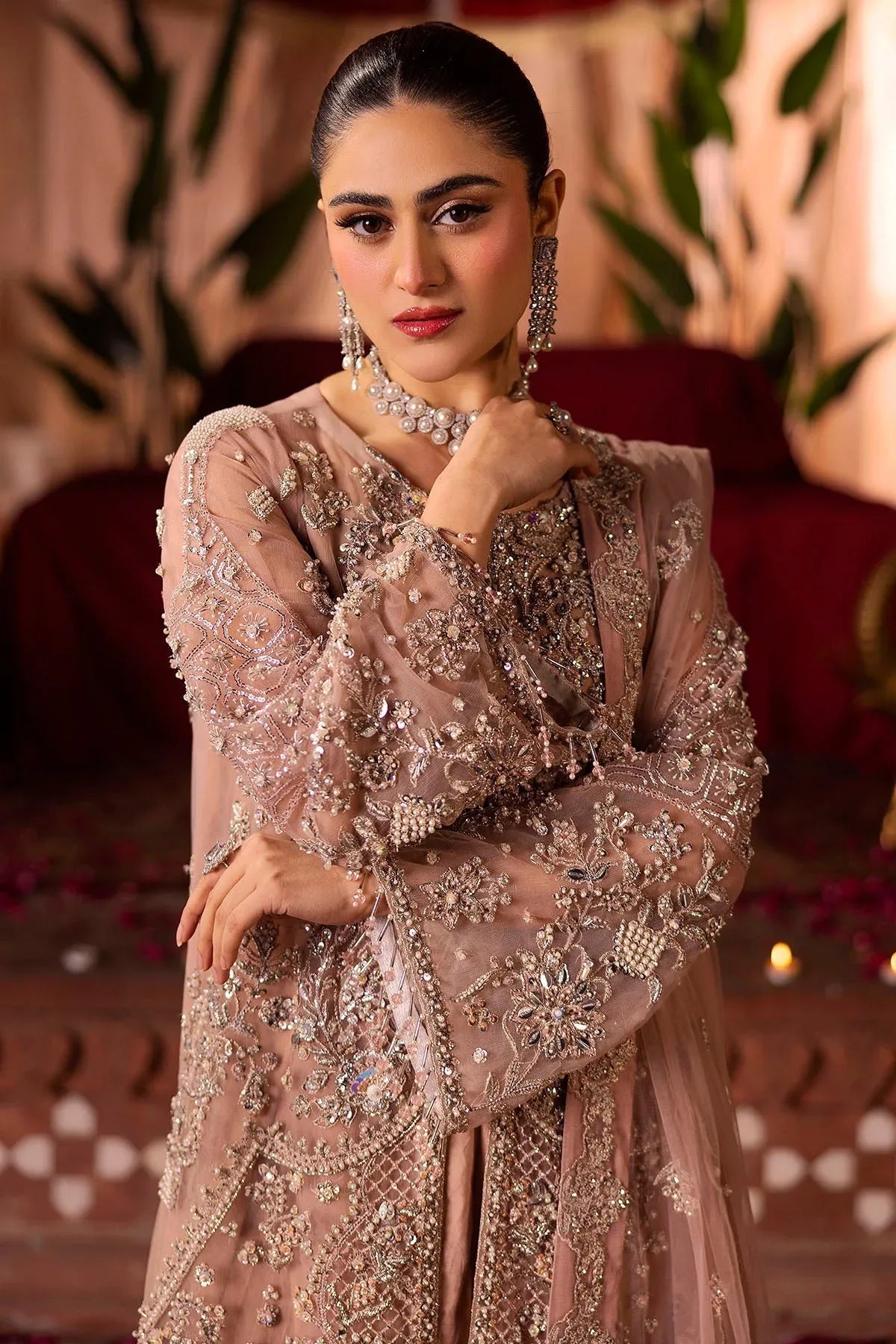 Motifz | Bridal Couture | 0011-REEM EMBROIDERED SILK NET STITCHED - Aqsa Fabrics