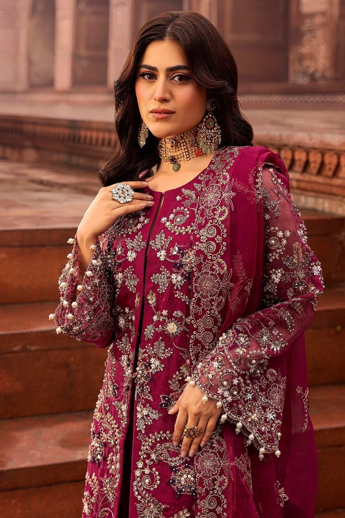 Motifz | Bridal Couture | 0013-HEER EMBROIDERED ORGANZA STITCHED - Aqsa Fabrics