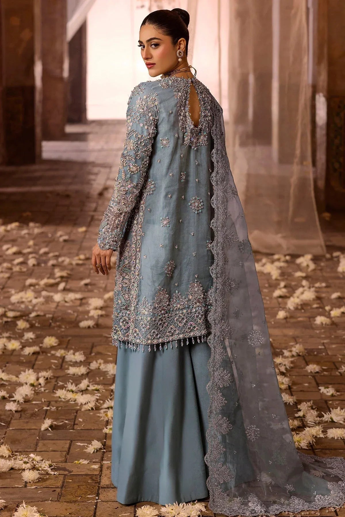 Motifz | Bridal Couture | 0014-FIROZEH EMBROIDERED ORGANZA STITCHED - Aqsa Fabrics