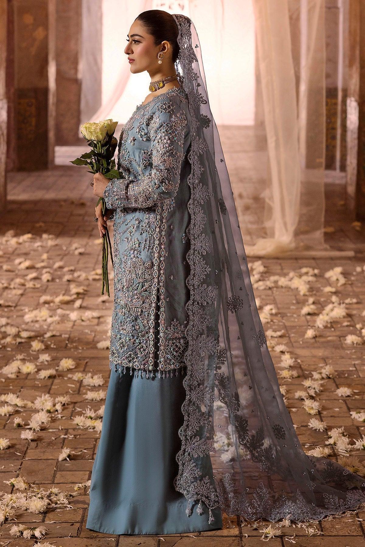 Motifz | Bridal Couture | 0014-FIROZEH EMBROIDERED ORGANZA STITCHED - Aqsa Fabrics