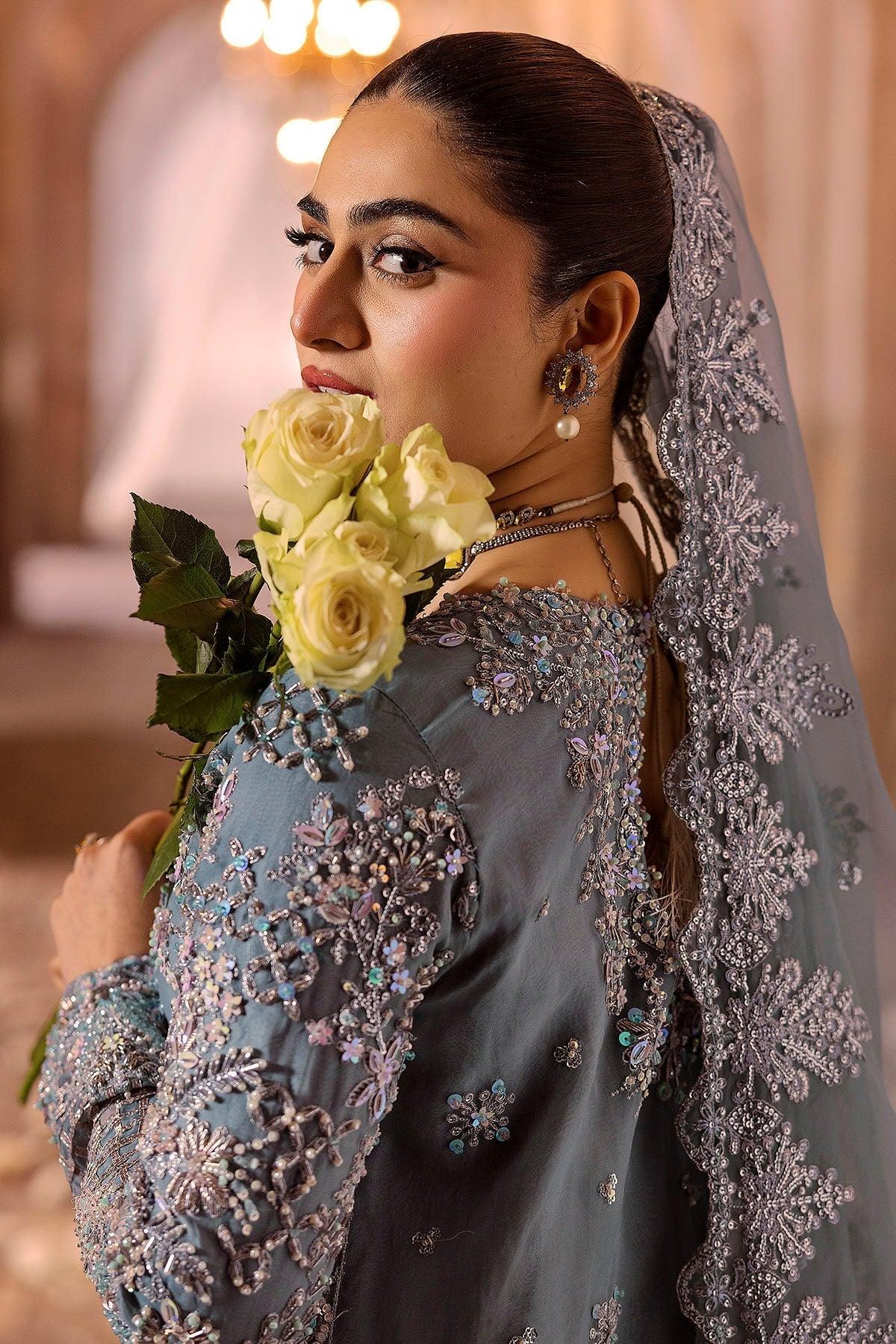 Motifz | Bridal Couture | 0014-FIROZEH EMBROIDERED ORGANZA STITCHED - Aqsa Fabrics