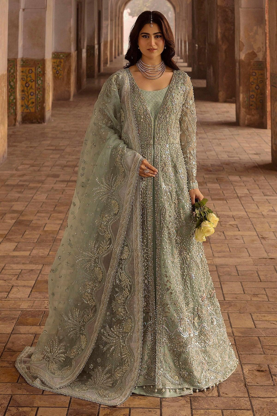 Motifz | Bridal Couture | 0015-MEHTAB EMBROIDERED ORGANZA STITCHED - Aqsa Fabrics