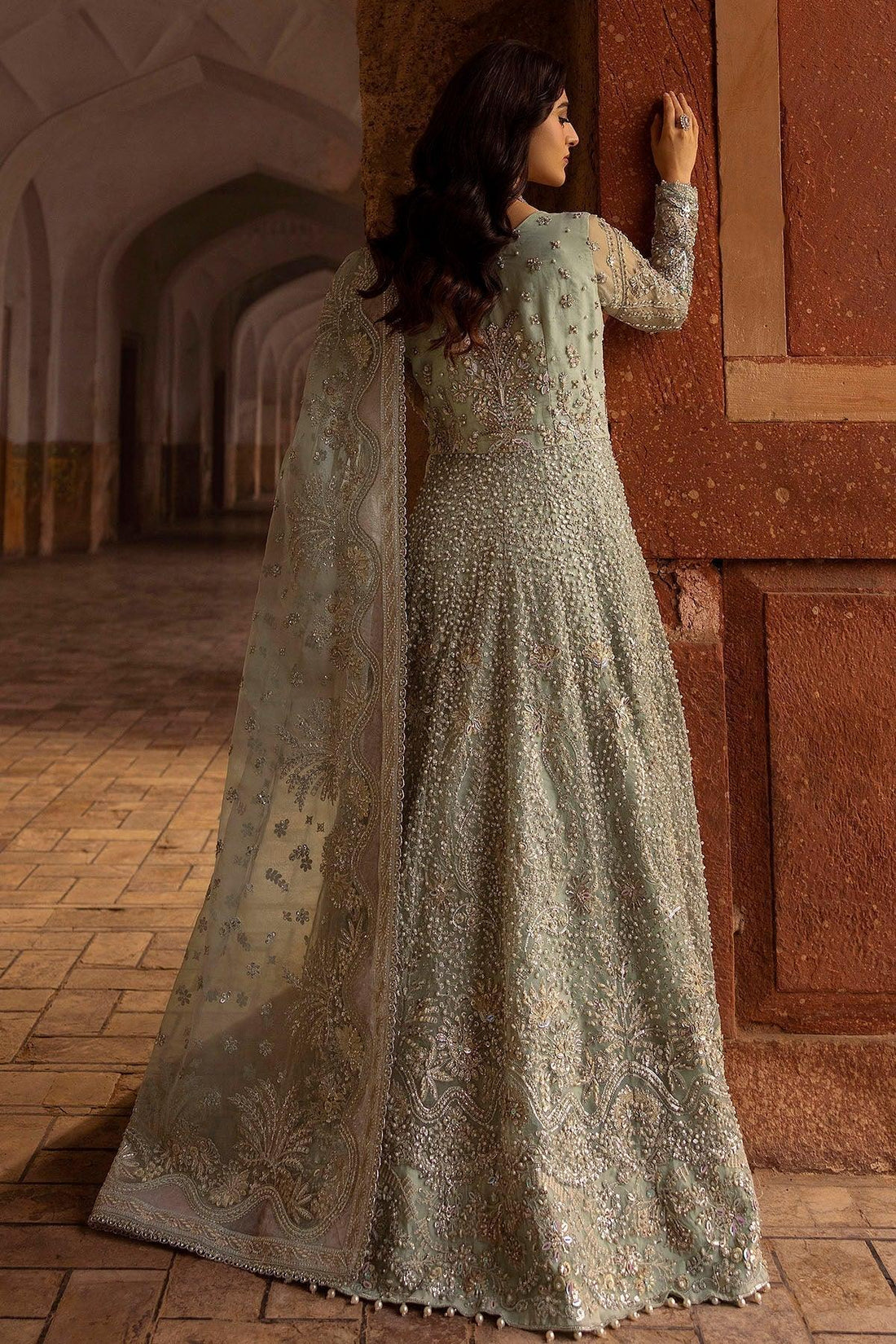 Motifz | Bridal Couture | 0015-MEHTAB EMBROIDERED ORGANZA STITCHED - Aqsa Fabrics