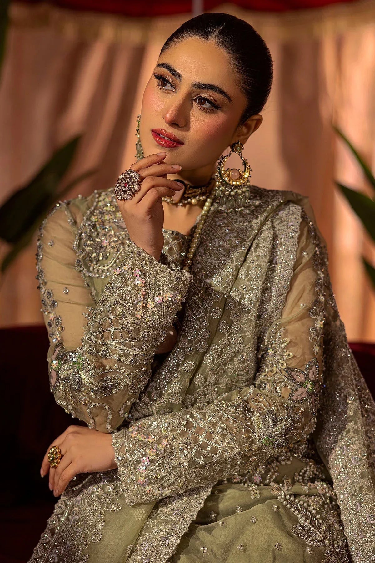 Motifz | Bridal Couture | 0016-MEERAZ EMBROIDERED ORGANZA STITCHED - Aqsa Fabrics