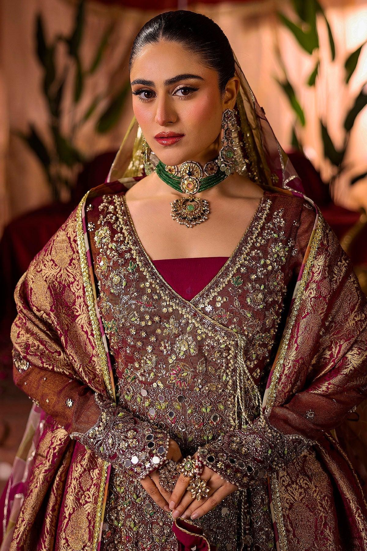 Motifz | Bridal Couture | 0020-NAURATAN EMBROIDERED MESSORI STITCHED - Aqsa Fabrics