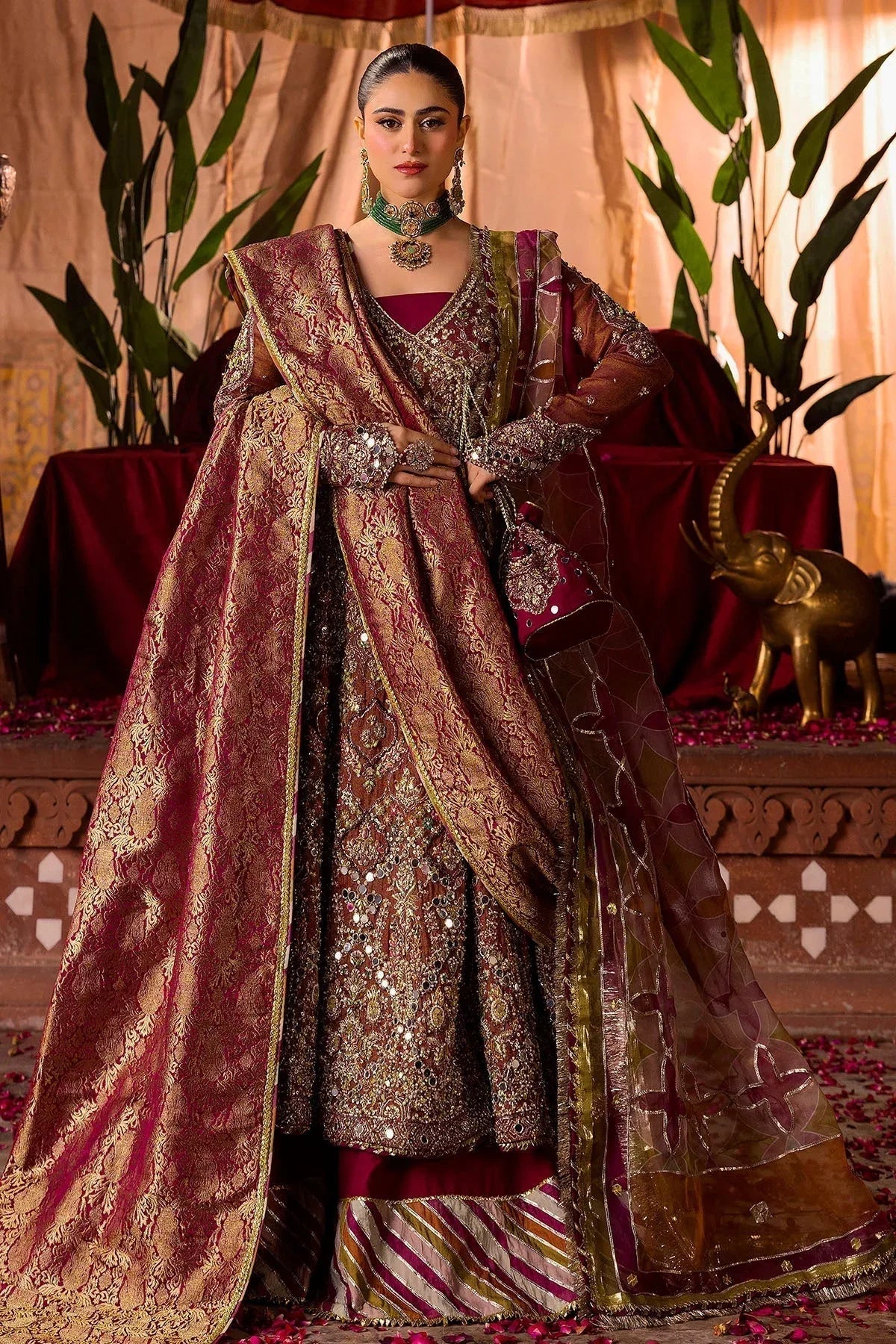 Motifz | Bridal Couture | 0020-NAURATAN EMBROIDERED MESSORI STITCHED - Aqsa Fabrics