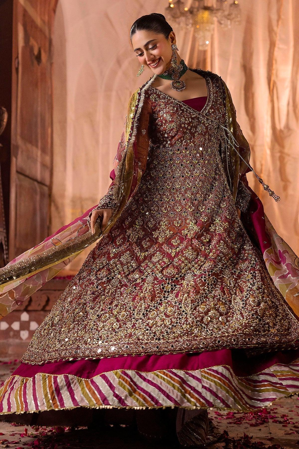 Motifz | Bridal Couture | 0020-NAURATAN EMBROIDERED MESSORI STITCHED - Aqsa Fabrics