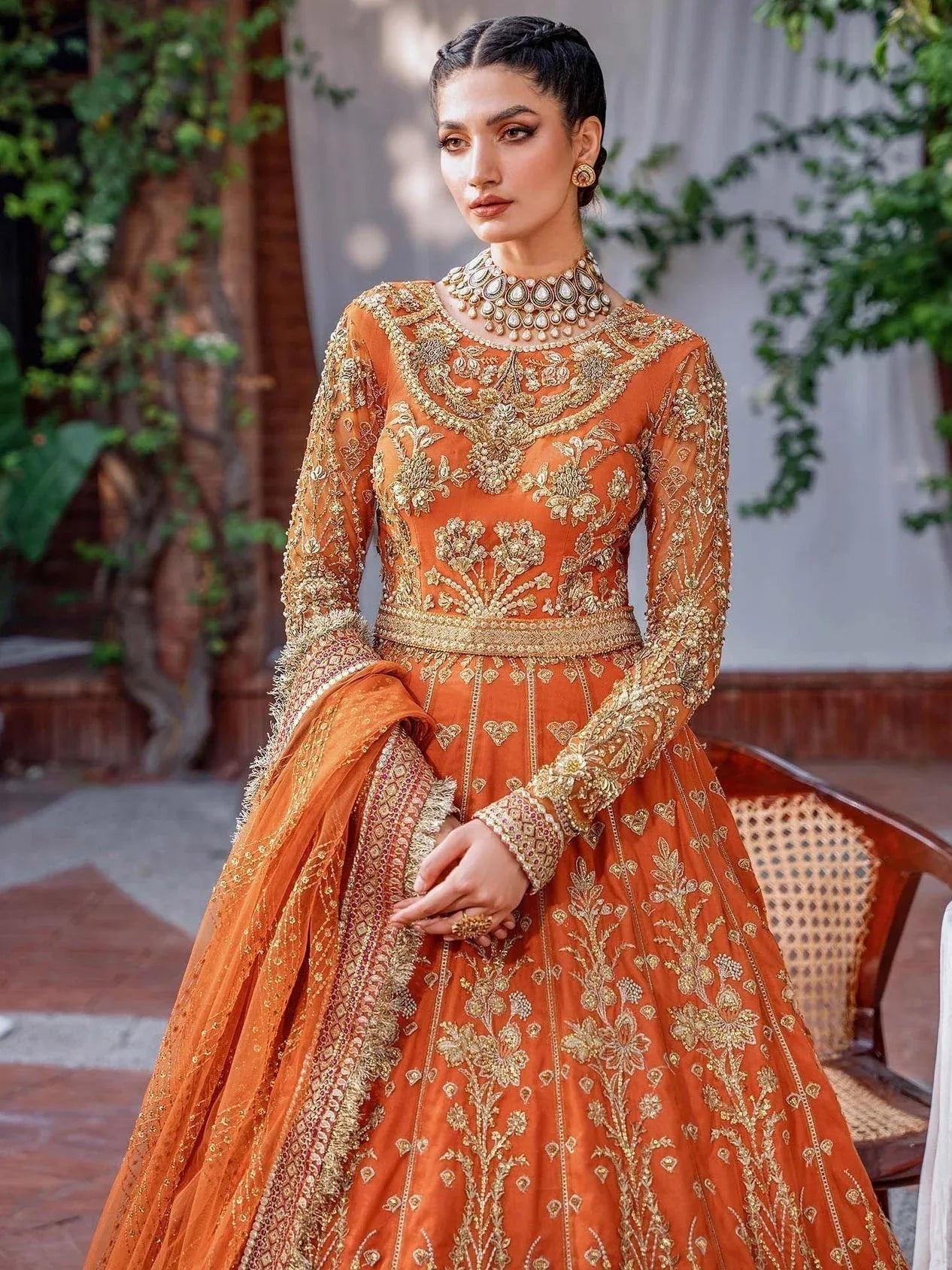 Akbar Aslam Mastani Embroidered Net 3Pc Suit - MAHJABEEN - Aqsa Fabrics
