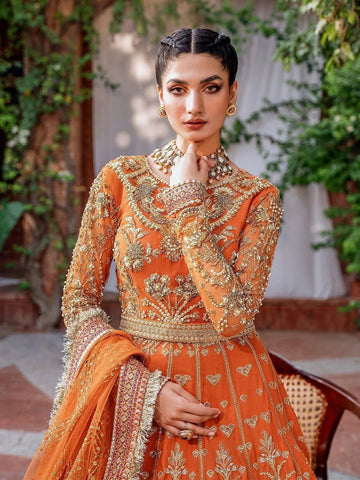 Akbar Aslam Mastani Embroidered Net 3Pc Suit - MAHJABEEN - Aqsa Fabrics