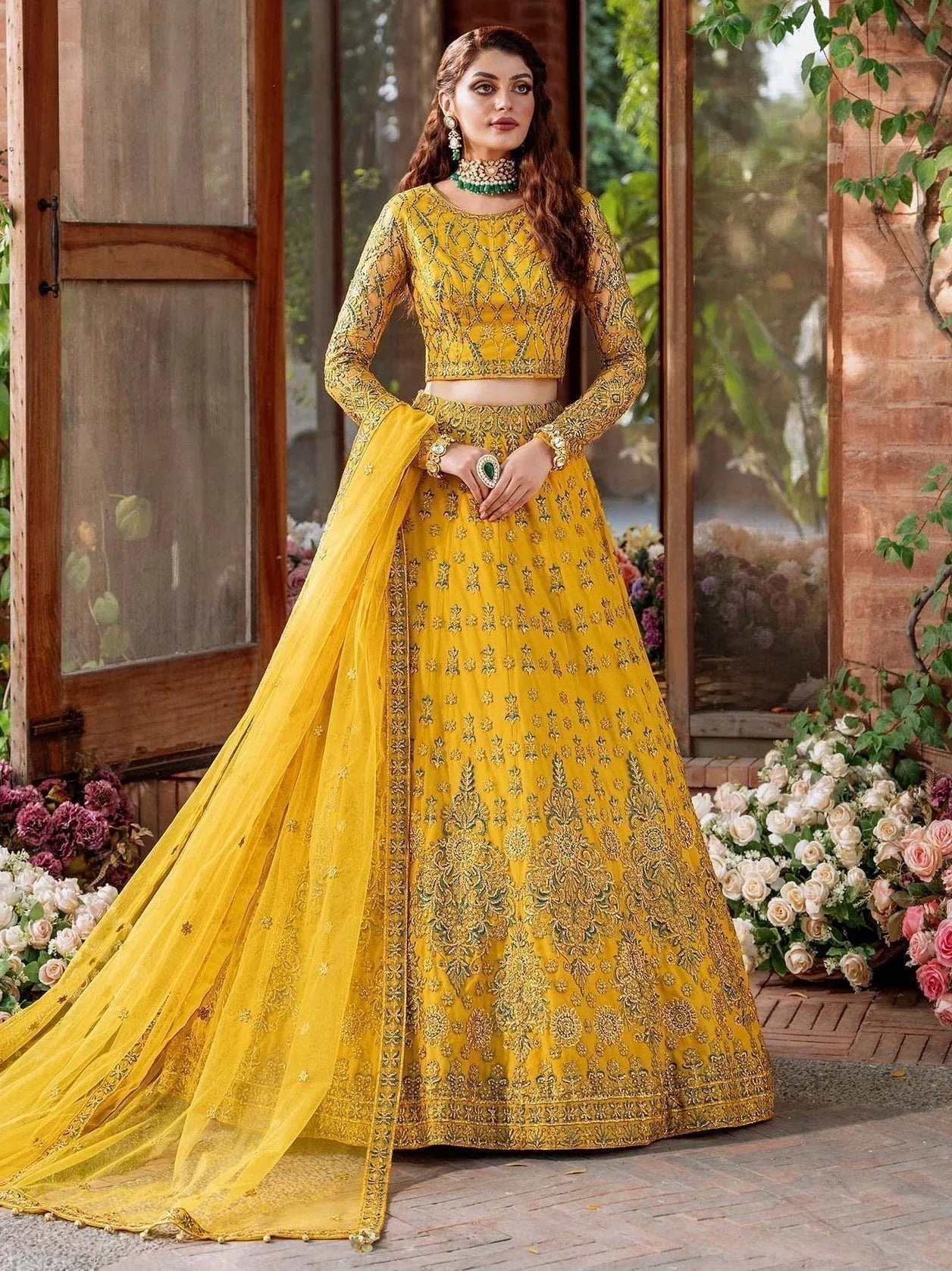Akbar Aslam Mastani Embroidered Net 3Pc Suit - SHEHERNAZ - Aqsa Fabrics