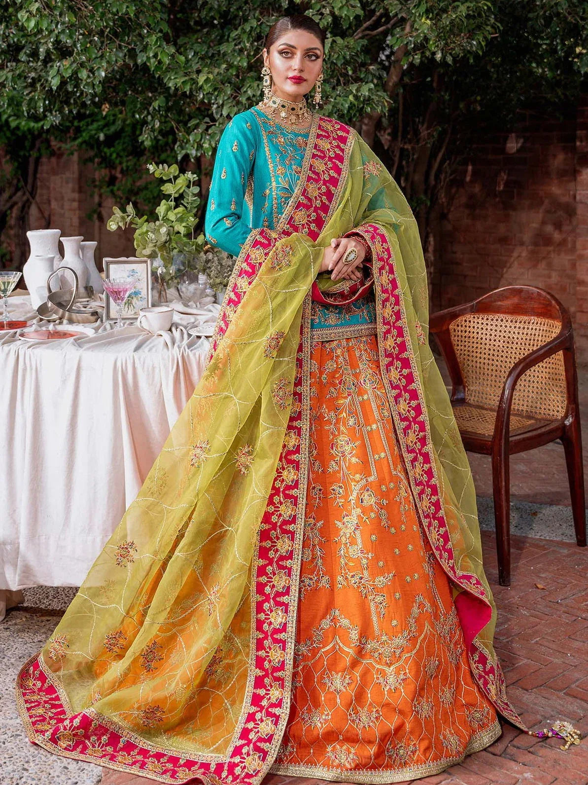 Akbar Aslam Mastani Embroidered Raw Silk 3Pc Suit - MAAHRU - Aqsa Fabrics
