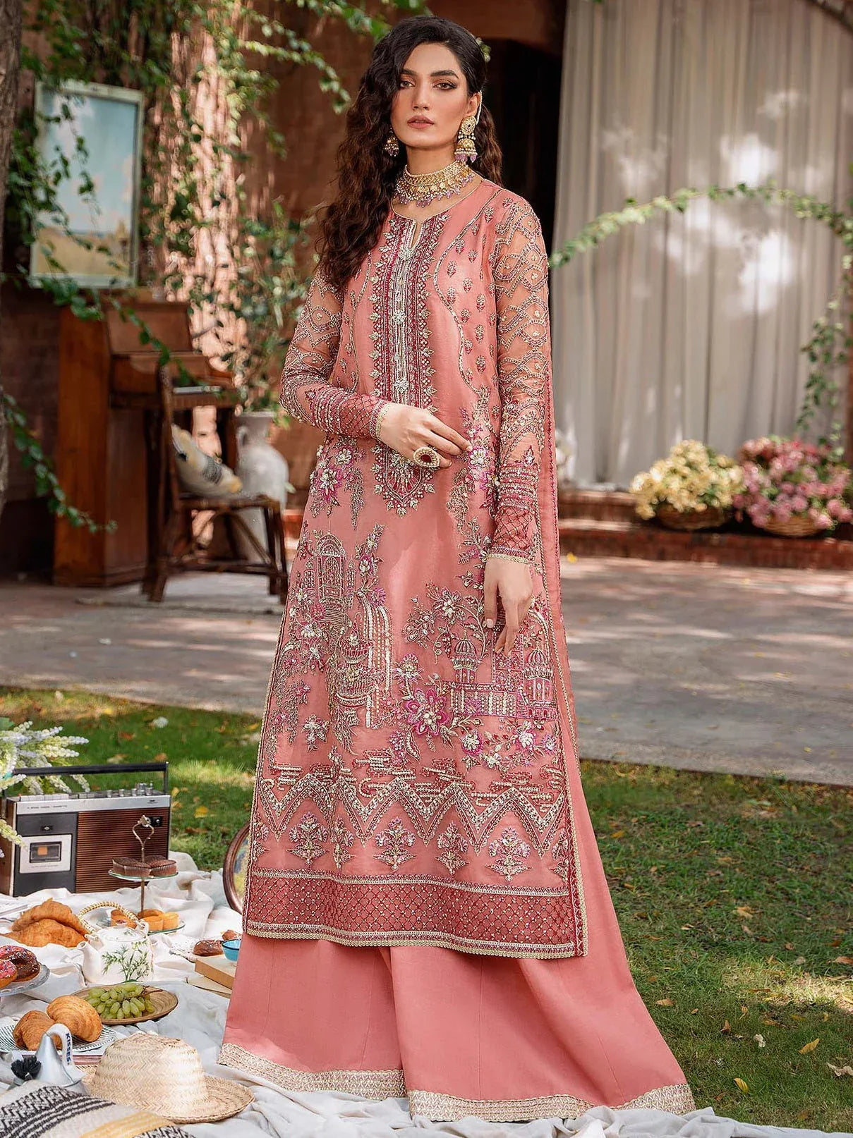 Akbar Aslam Mastani Embroidered Organza 3Pc Suit - MEHRBANO - Aqsa Fabrics