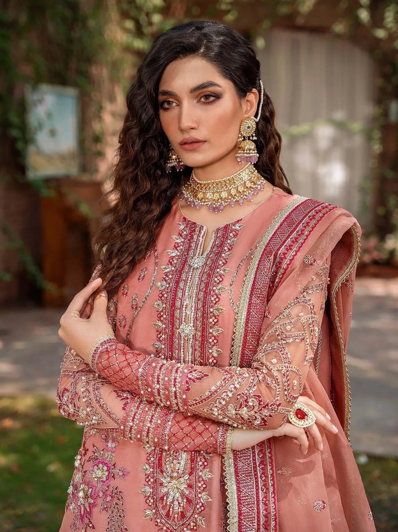 Akbar Aslam Mastani Embroidered Organza 3Pc Suit - MEHRBANO - Aqsa Fabrics