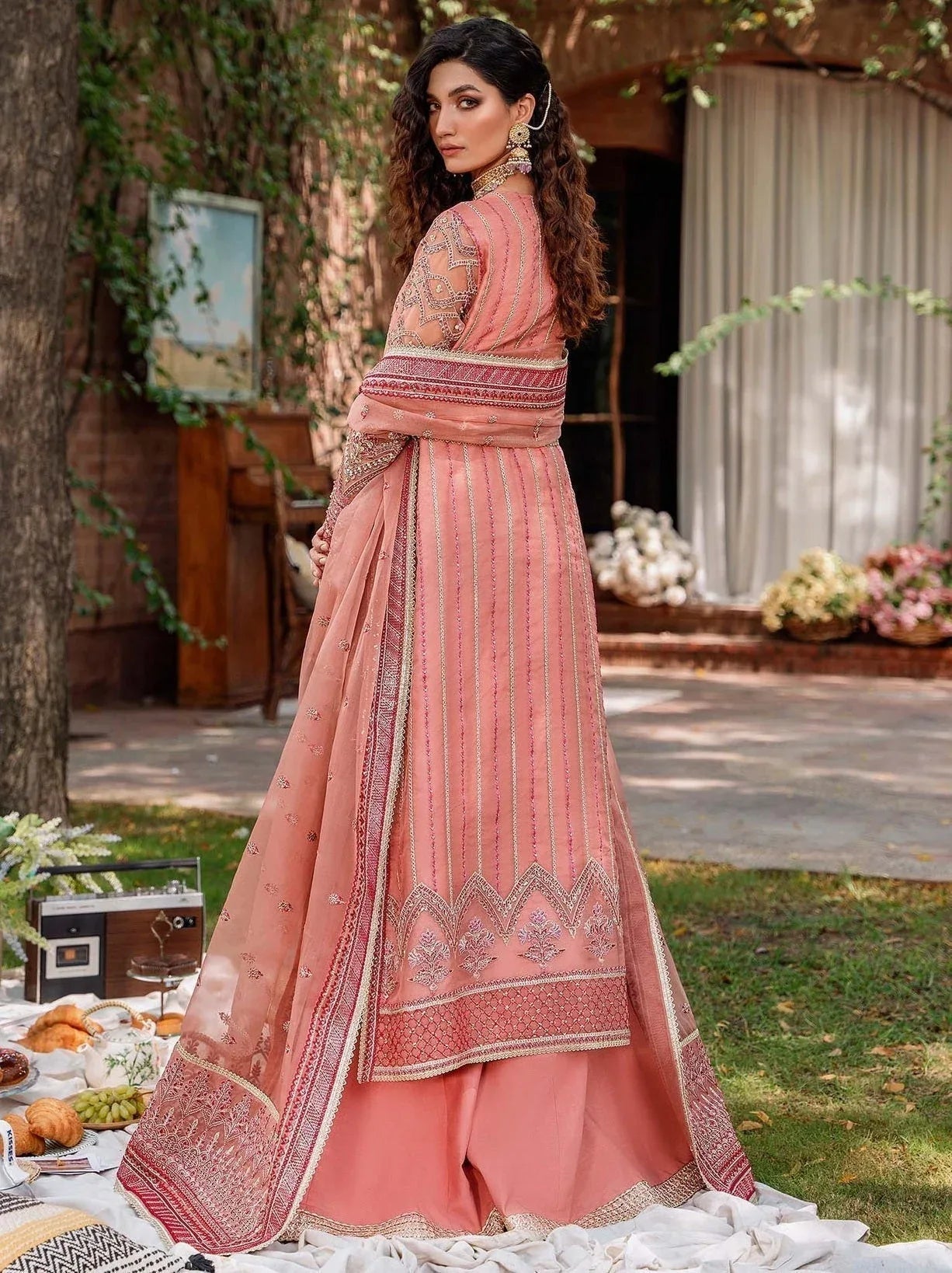 Akbar Aslam Mastani Embroidered Organza 3Pc Suit - MEHRBANO - Aqsa Fabrics