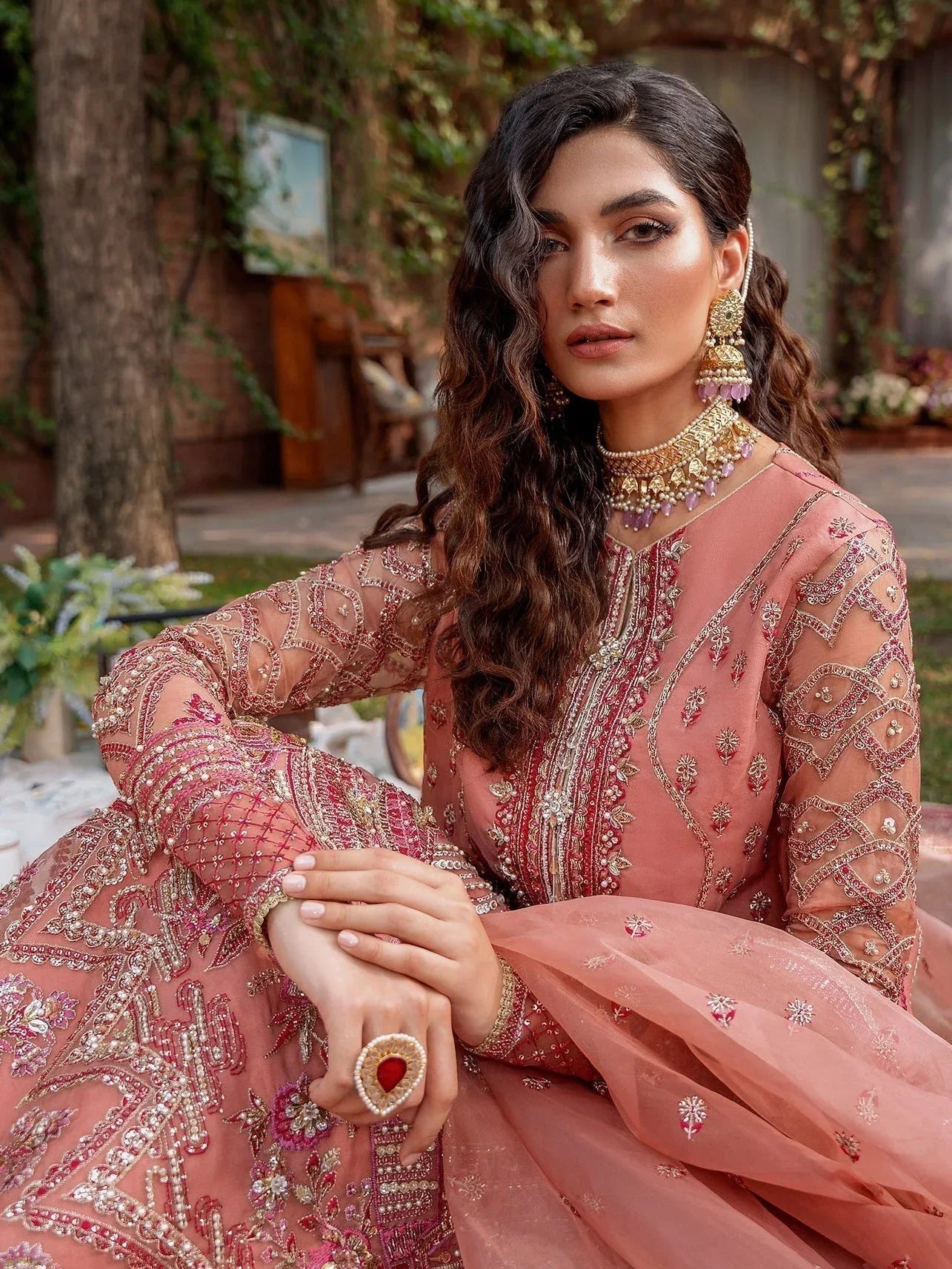 Akbar Aslam Mastani Embroidered Organza 3Pc Suit - MEHRBANO - Aqsa Fabrics