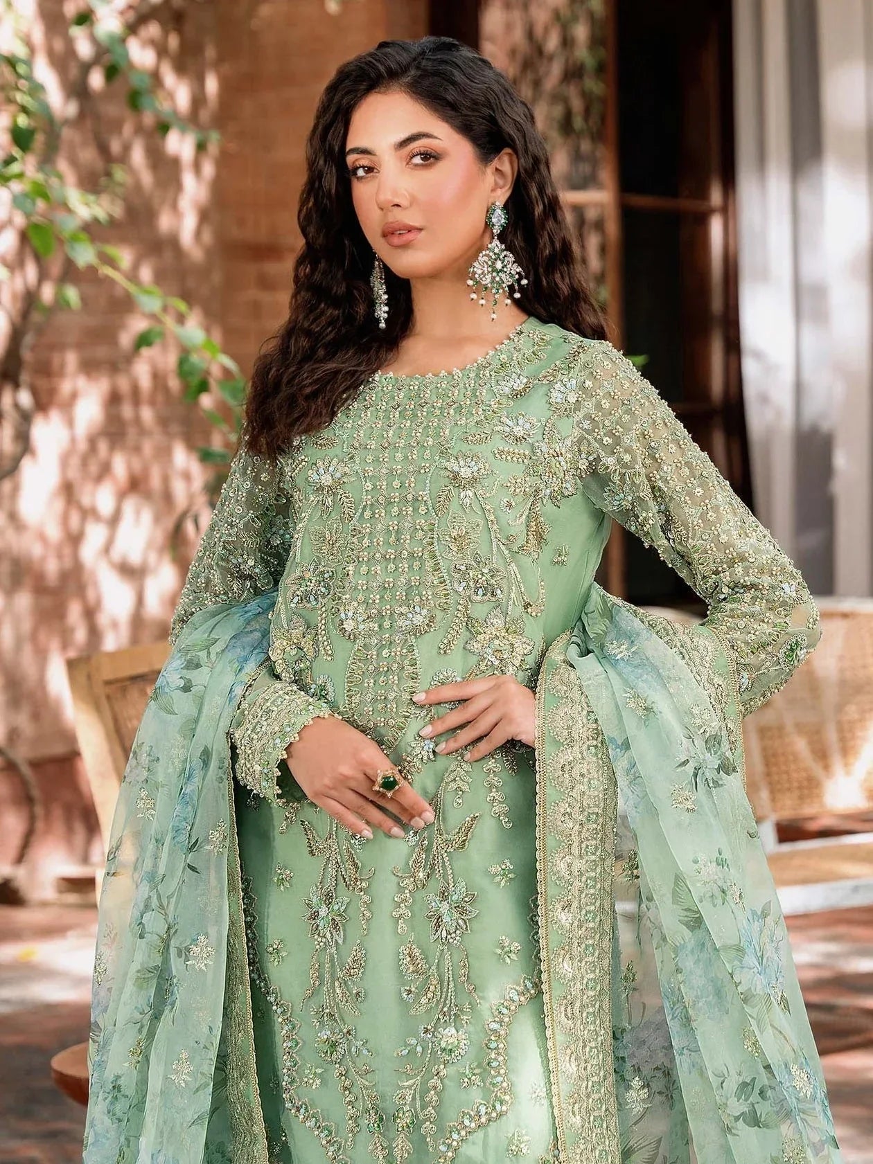 Akbar Aslam Mastani Embroidered Organza 3Pc Suit - RIWAYAT - Aqsa Fabrics