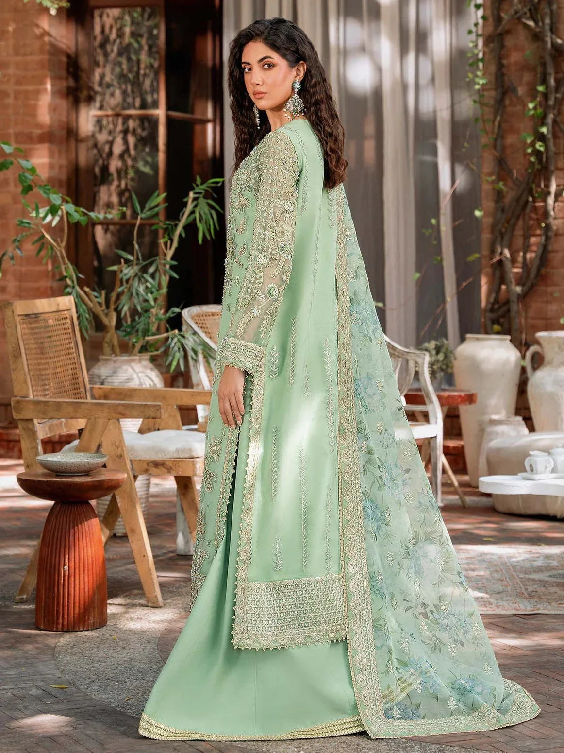 Akbar Aslam Mastani Embroidered Organza 3Pc Suit - RIWAYAT - Aqsa Fabrics