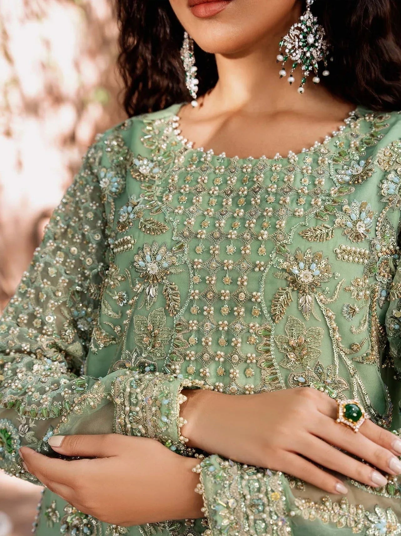 Akbar Aslam Mastani Embroidered Organza 3Pc Suit - RIWAYAT - Aqsa Fabrics