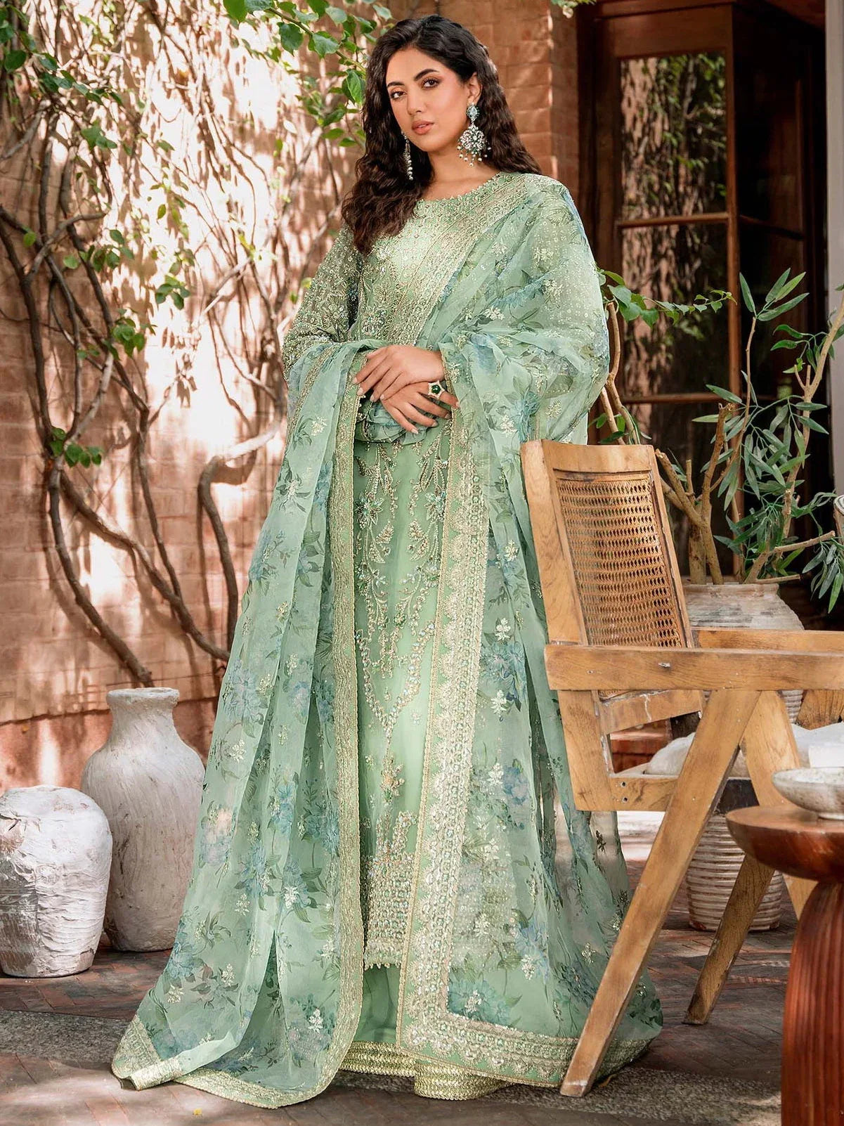 Akbar Aslam Mastani Embroidered Organza 3Pc Suit - RIWAYAT - Aqsa Fabrics