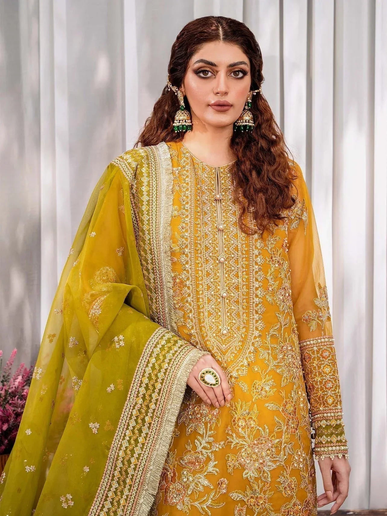 Akbar Aslam Mastani Embroidered Organza 3Pc Suit - ROHI - Aqsa Fabrics