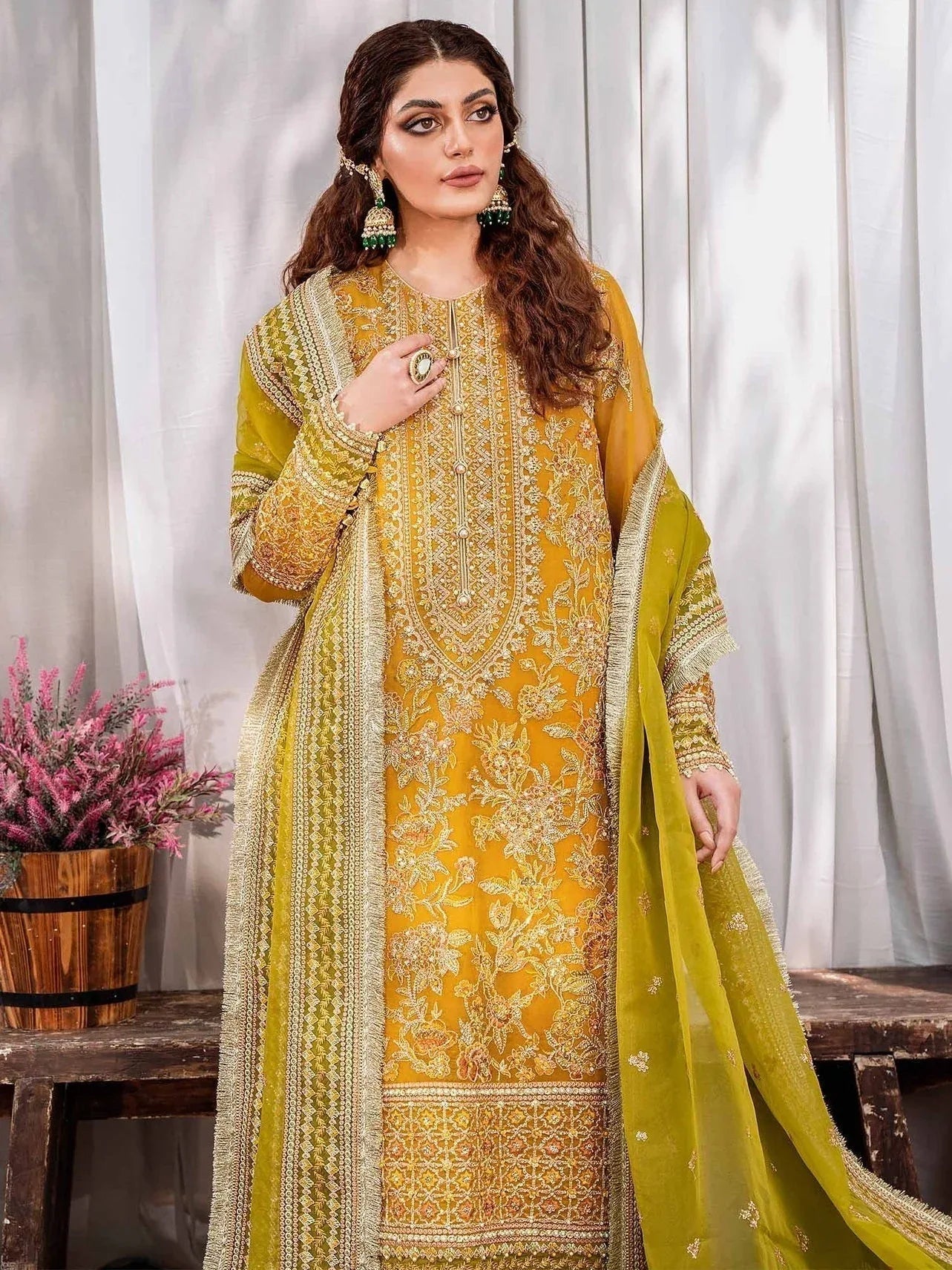 Akbar Aslam Mastani Embroidered Organza 3Pc Suit - ROHI - Aqsa Fabrics