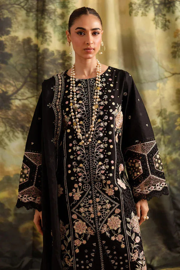 Marjjan | Guzel Lawn | SMC 204-A (Black) - Aqsa Fabrics
