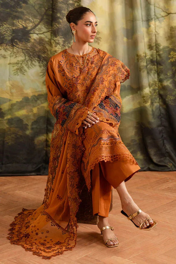 Marjjan | Guzel Lawn | SMC 208-A (Rust) - Aqsa Fabrics