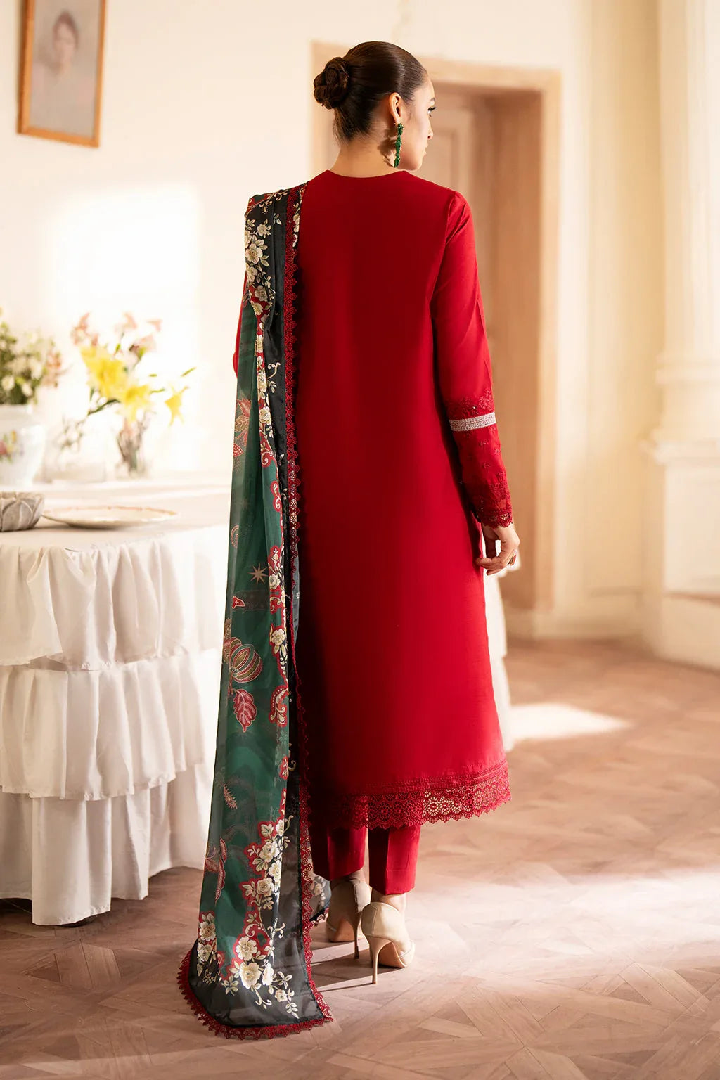Saad Shaikh | Lumiere Winter |  D-07 Coral - Aqsa Fabrics