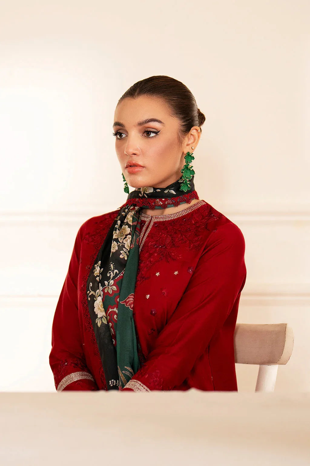 Saad Shaikh | Lumiere Winter |  D-07 Coral - Aqsa Fabrics