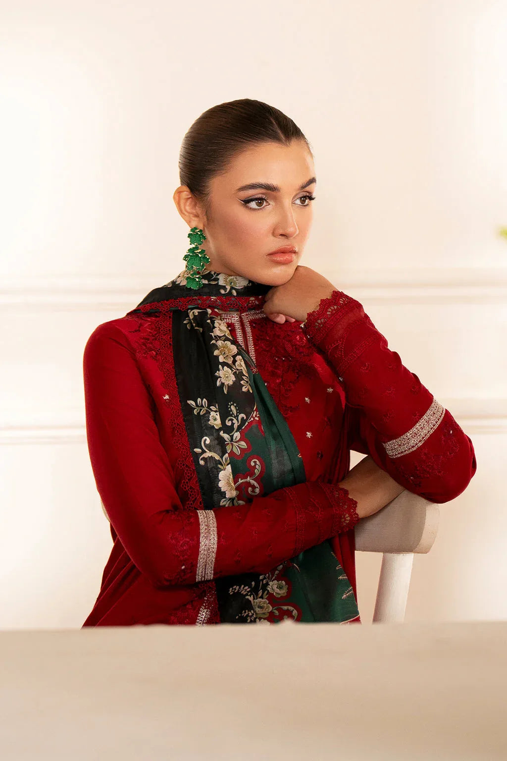 Saad Shaikh | Lumiere Winter |  D-07 Coral - Aqsa Fabrics