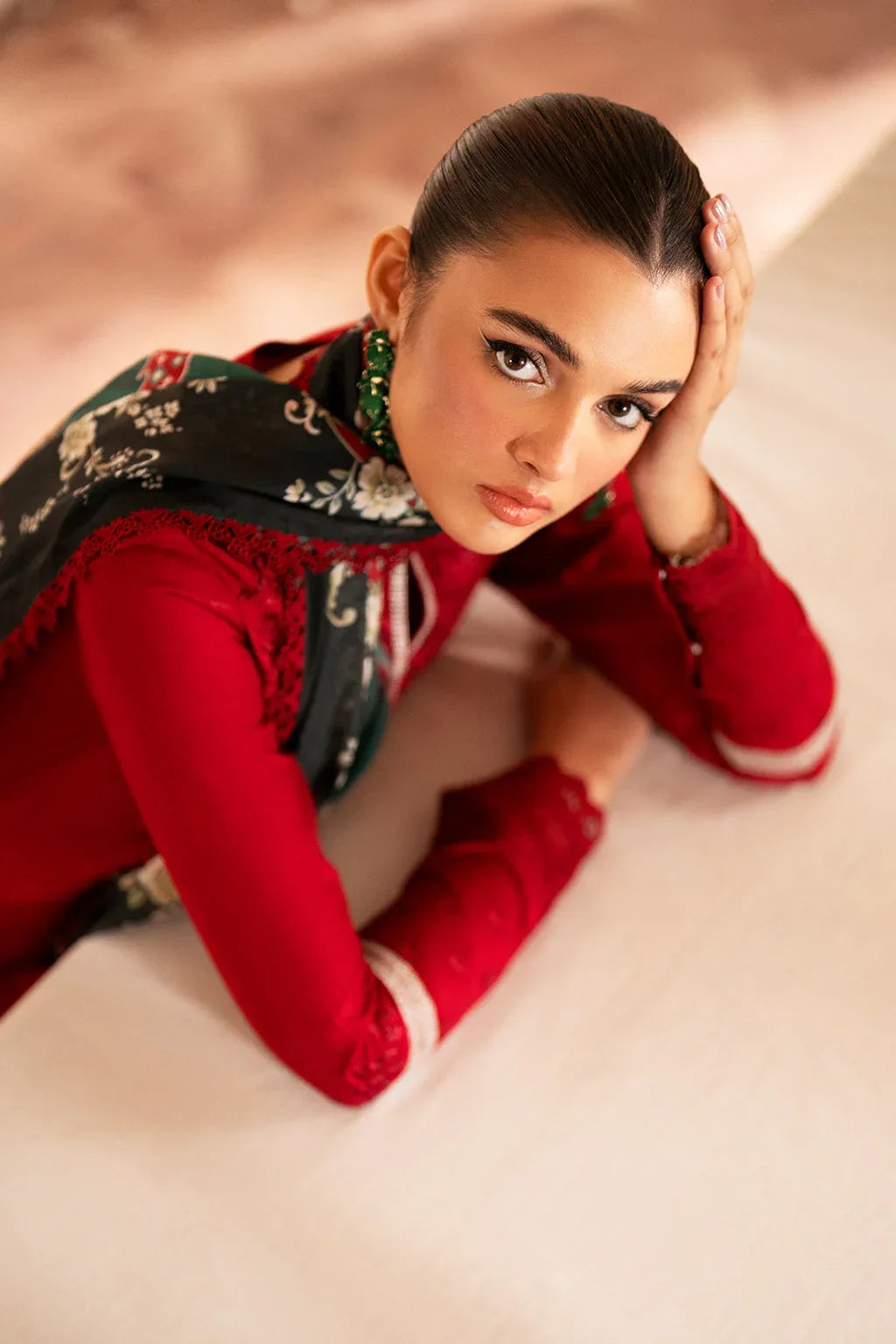 Saad Shaikh | Lumiere Winter |  D-07 Coral - Aqsa Fabrics