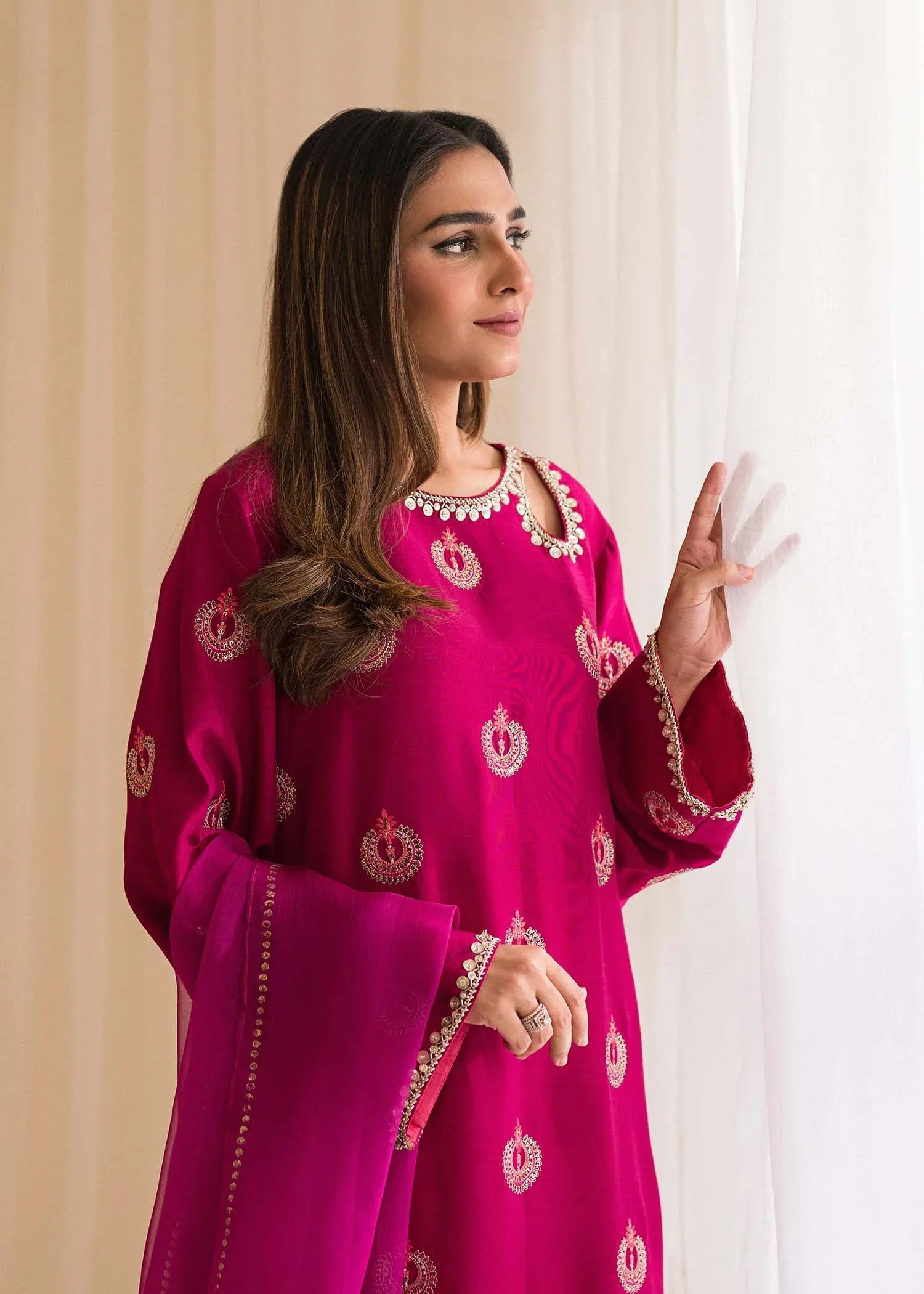 Sadaf Fawad Khan | Lyla Festive Pret | Punchy Pink - Aqsa Fabrics