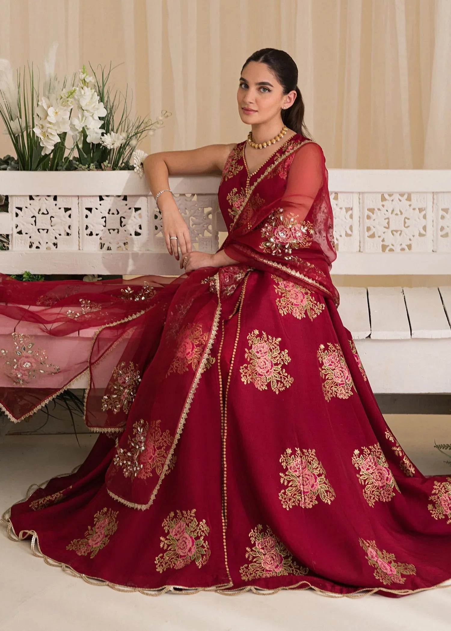Sadaf Fawad Khan | Lyla Festive Pret | Deep Rose - Aqsa Fabrics