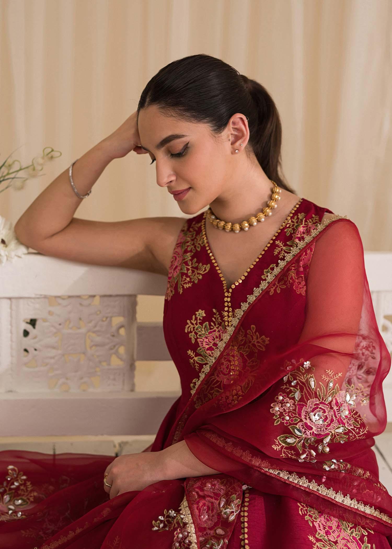 Sadaf Fawad Khan | Lyla Festive Pret | Deep Rose - Aqsa Fabrics
