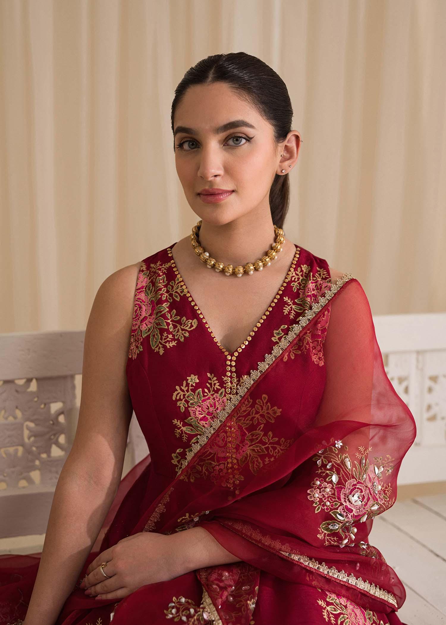 Sadaf Fawad Khan | Lyla Festive Pret | Deep Rose - Aqsa Fabrics