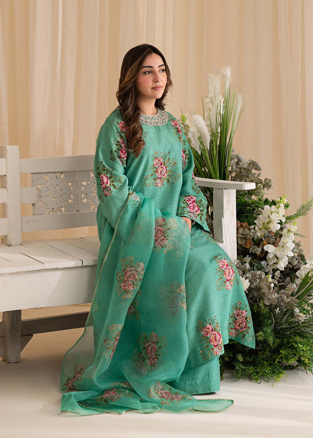 Sadaf Fawad Khan | Lyla Festive Pret | Dorothy Turquoise - Aqsa Fabrics