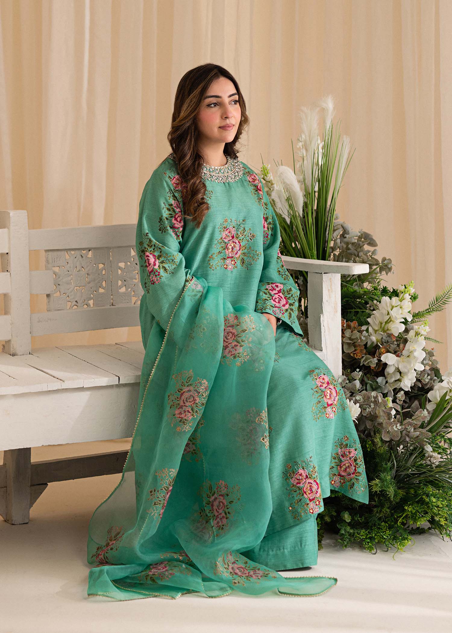 Sadaf Fawad Khan | Lyla Festive Pret | Dorothy Turquoise - Aqsa Fabrics