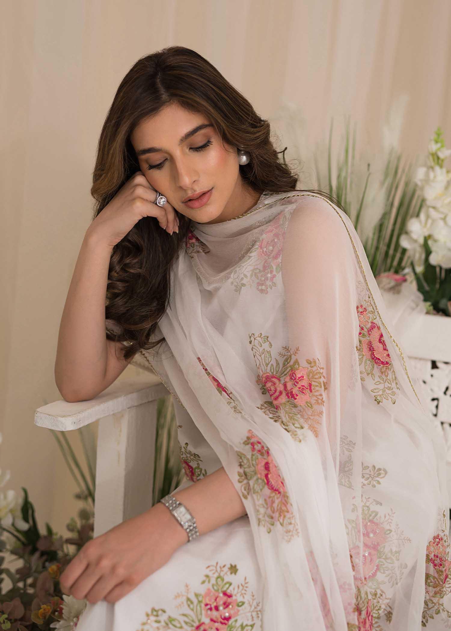 Sadaf Fawad Khan | Lyla Festive Pret | Tea Rose - Aqsa Fabrics