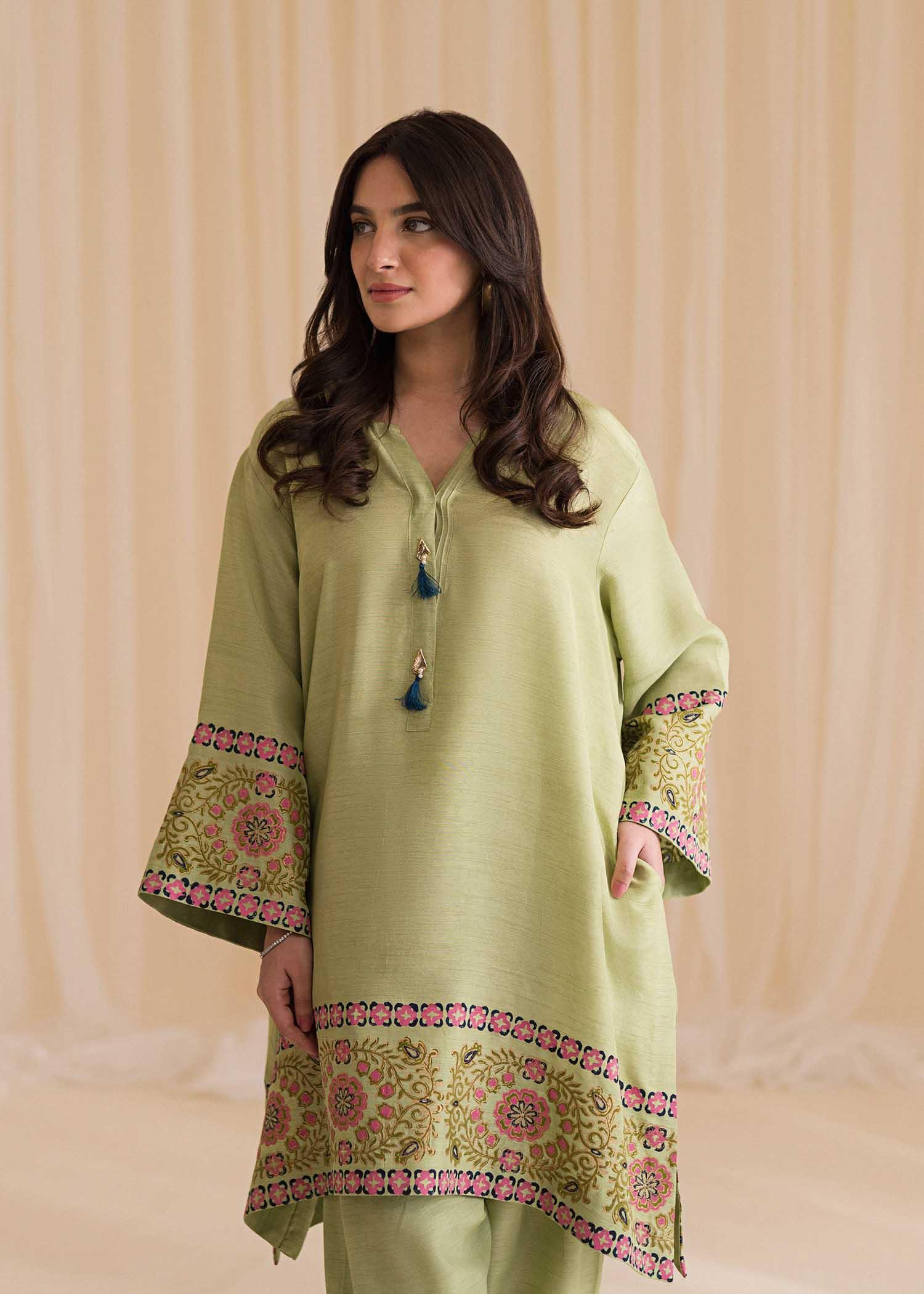 Sadaf Fawad Khan | Lyla Festive Pret | Moss - Aqsa Fabrics