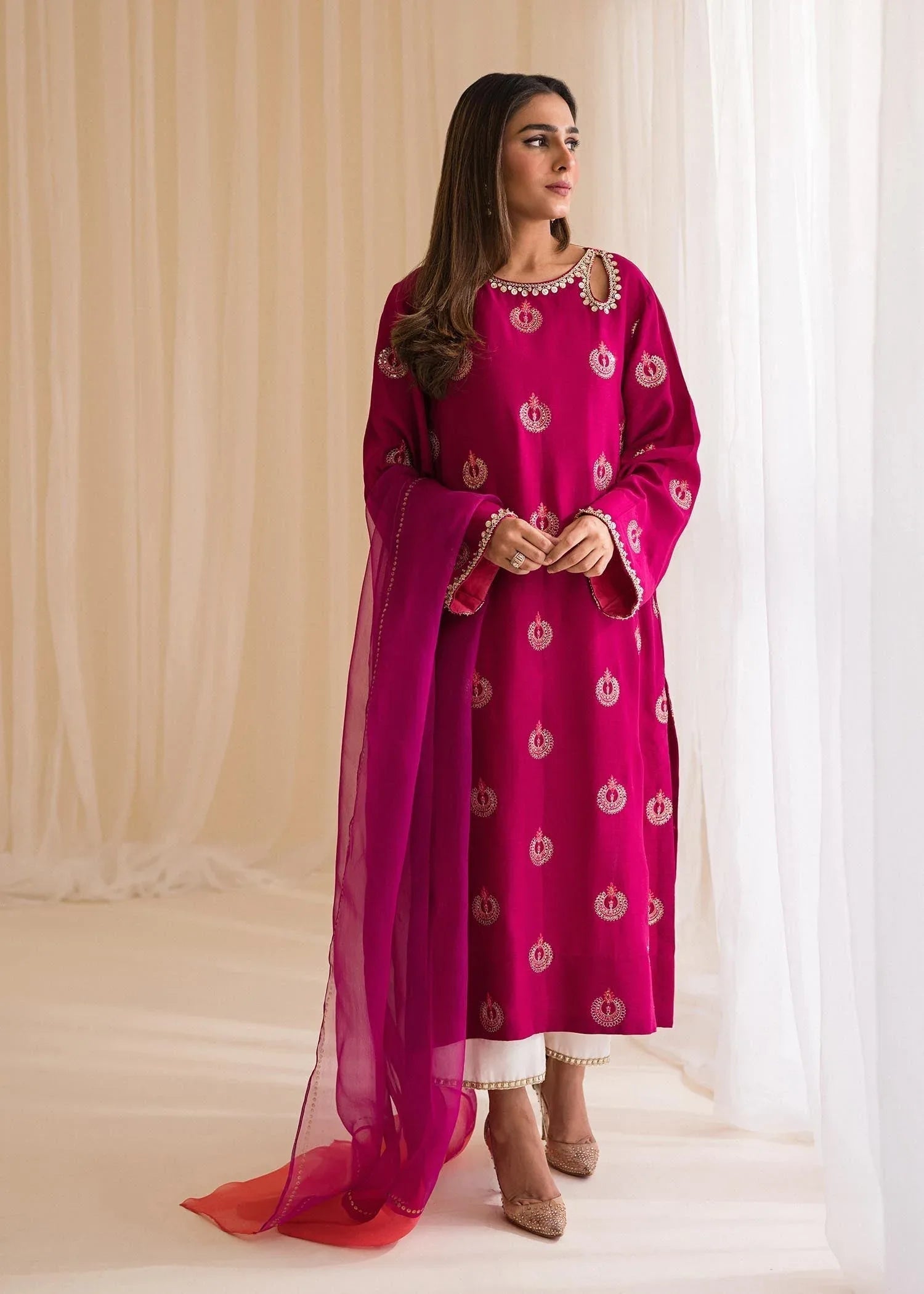Sadaf Fawad Khan | Lyla Festive Pret | Punchy Pink - Aqsa Fabrics