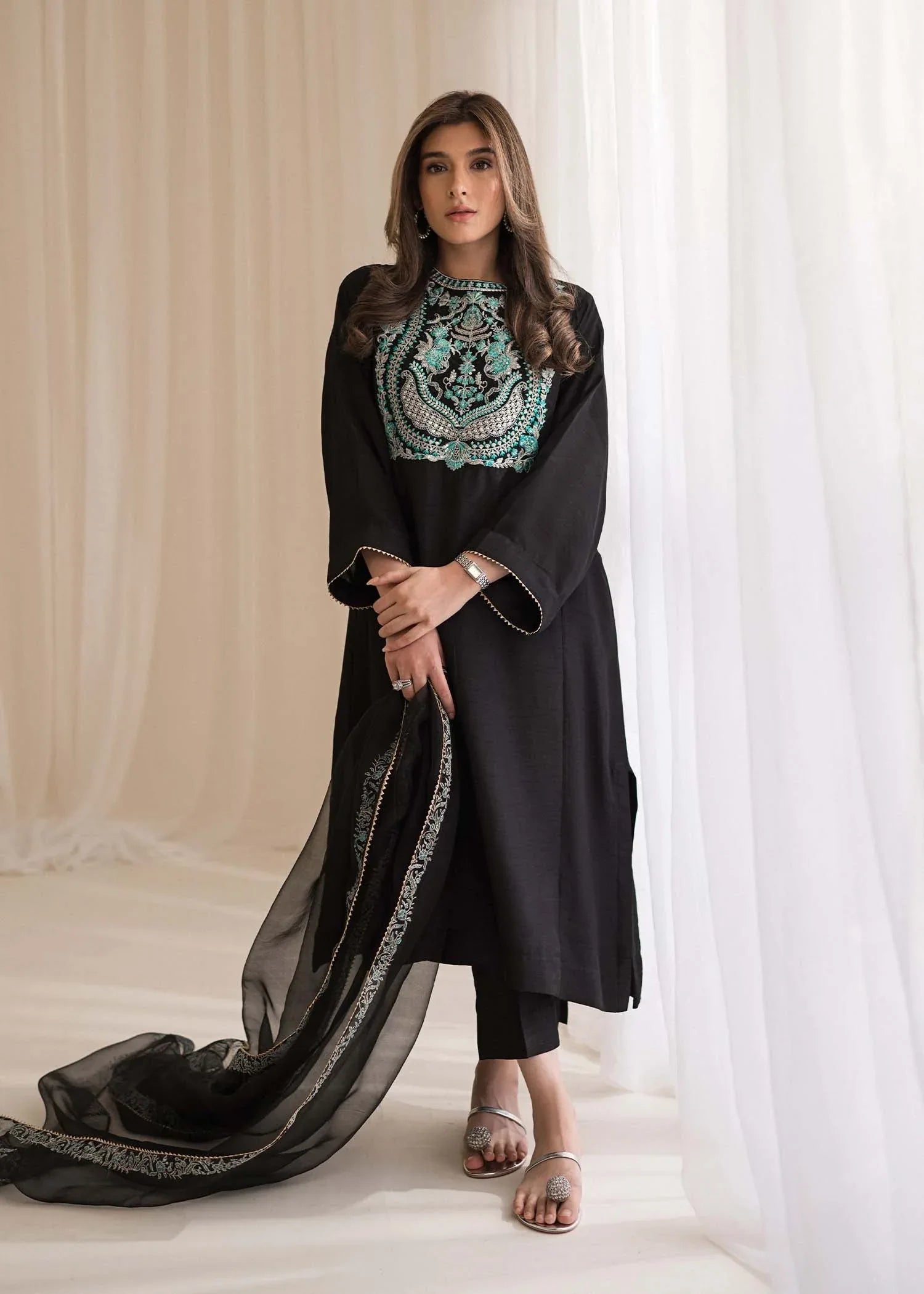 Sadaf Fawad Khan | Lyla Festive Pret | Black Pool - Aqsa Fabrics