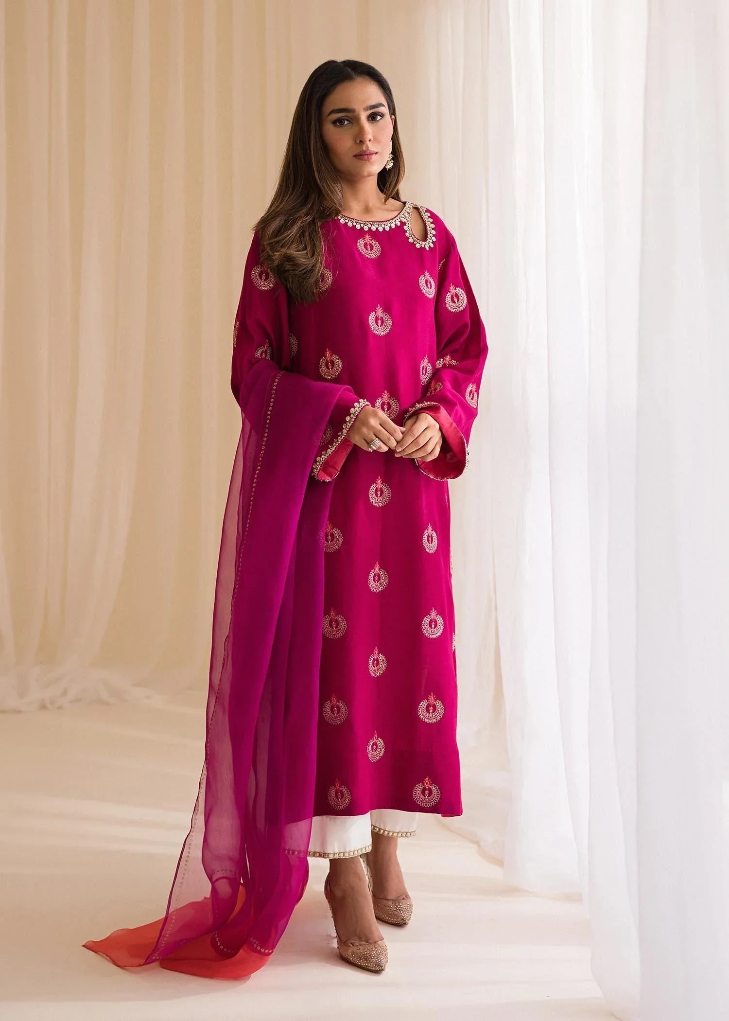 Sadaf Fawad Khan | Lyla Festive Pret | Punchy Pink - Aqsa Fabrics
