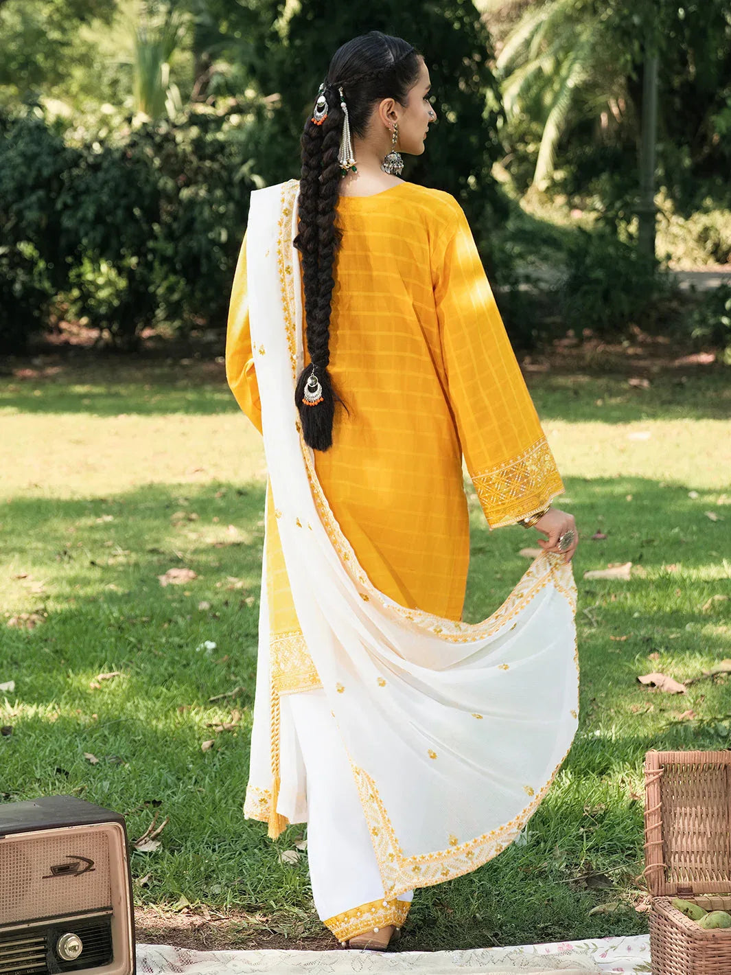 Hemstitch | The Garden Lawn | Saffron Petal - Aqsa Fabrics