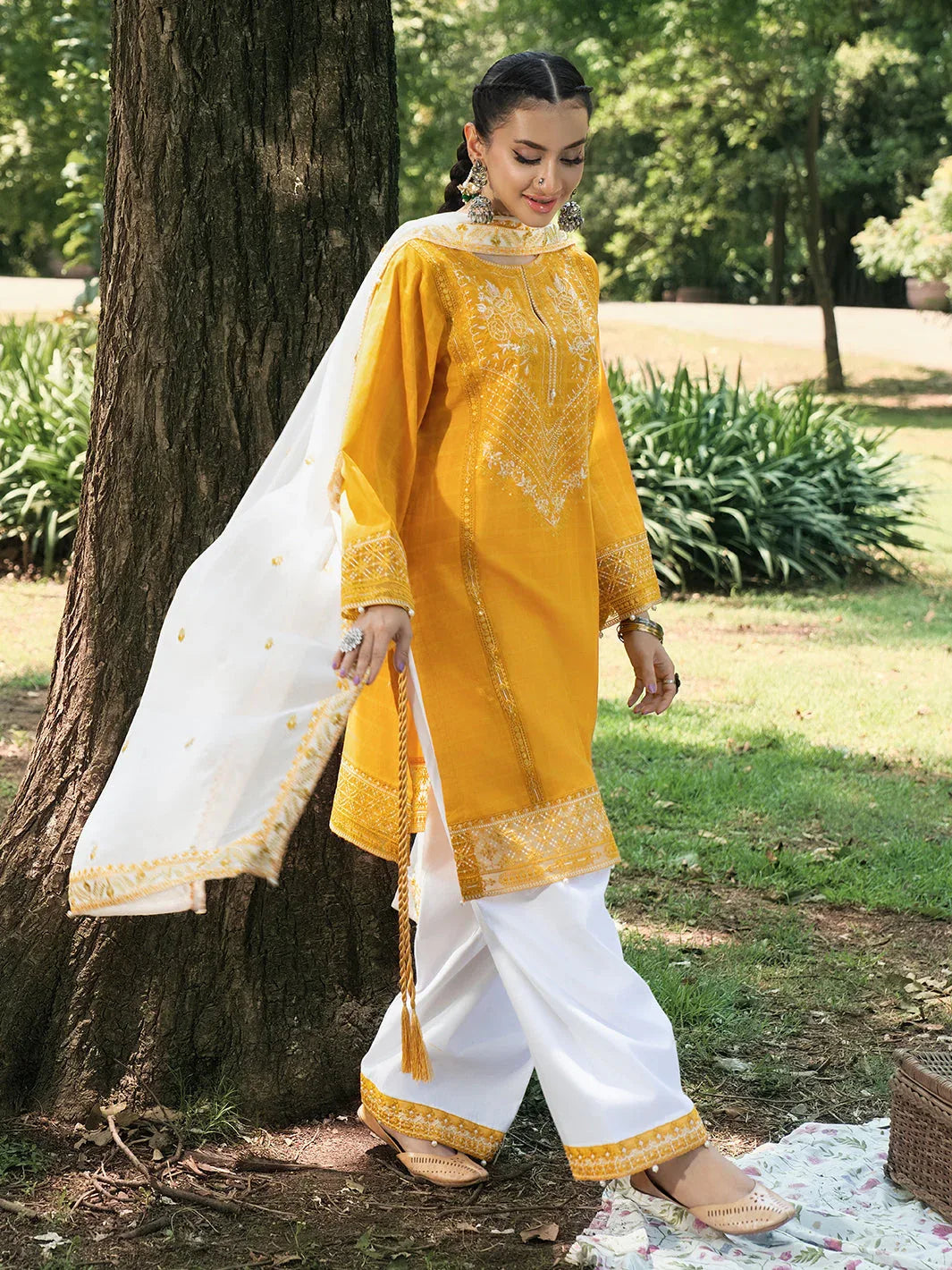 Hemstitch | The Garden Lawn | Saffron Petal - Aqsa Fabrics