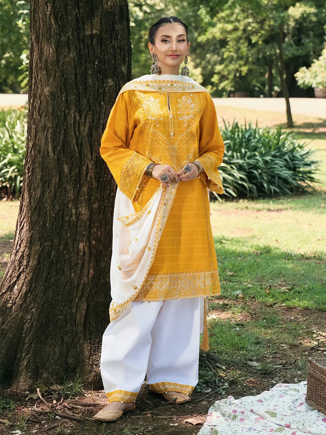 Hemstitch | The Garden Lawn | Saffron Petal - Aqsa Fabrics