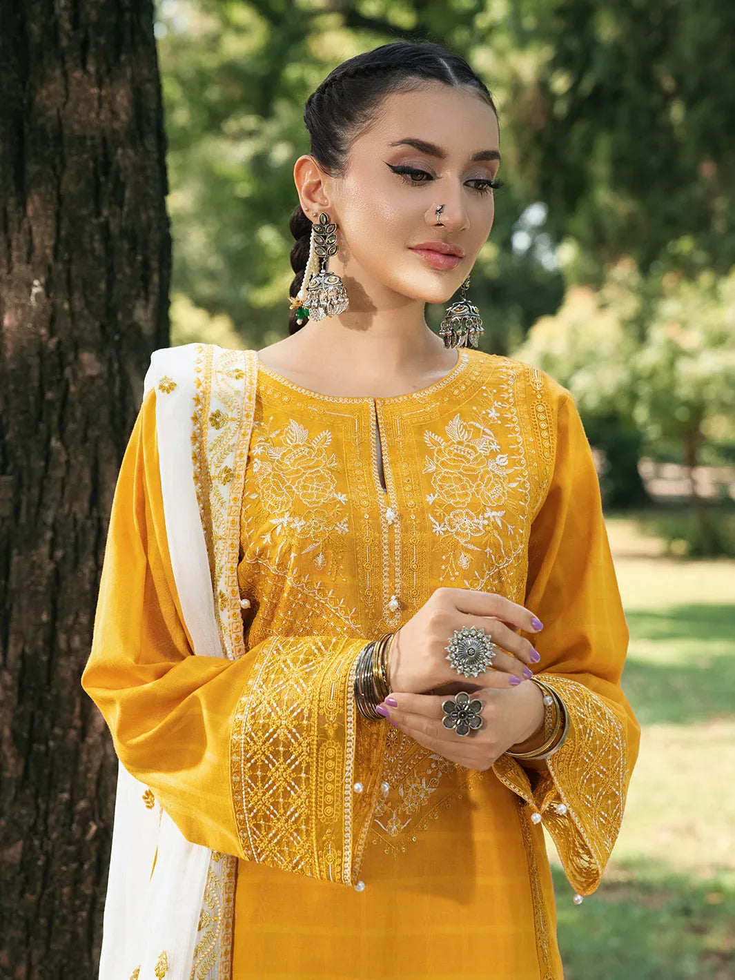 Hemstitch | The Garden Lawn | Saffron Petal - Aqsa Fabrics