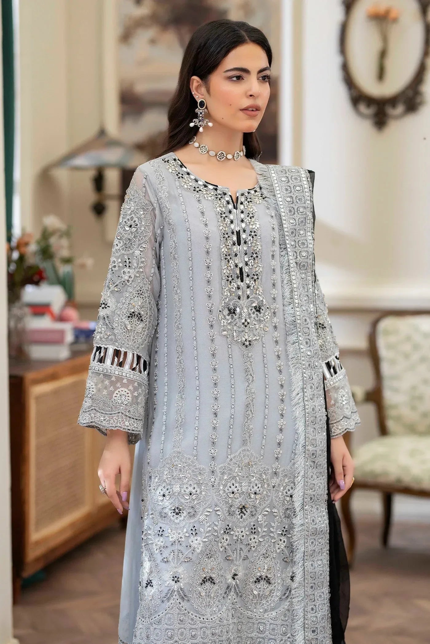 Adans Libas | Saleeqa Chiffon 25 | SALEEQA 7517 - Aqsa Fabrics
