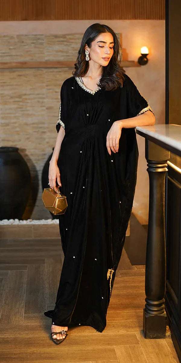 Erum Khan | Velvet Wisper | Black Swan - Aqsa Fabrics